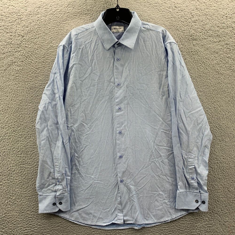DUCHAMP London Shirt Mens XXL 18 Button Up Long Sleeve Blue